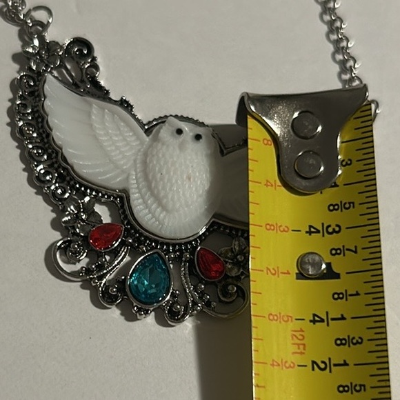 OWL Spirit of Wisdom Open Wing Silver Tone Statement Pendant & Necklace NEW - Picture 14 of 15